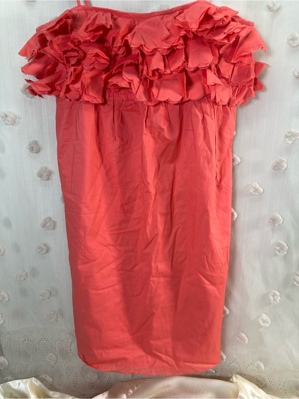 NWT J. Crew Women’s Coral Ruffle Spaghetti Strap Mini Dress Size Small - Picture 3 of 8